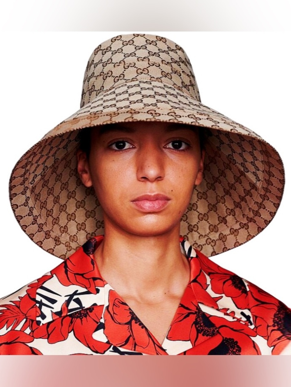 Monogram Beige Canvas Large Wide Brim Jacquard Bucket Hat Golden Tan Design - Picture 5 of 16